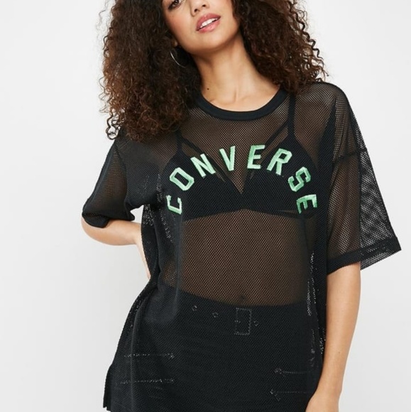 Converse Tops - CONVERSE WOMEN'S WHITE EMBROIDERED STRETCH SZ SMAL